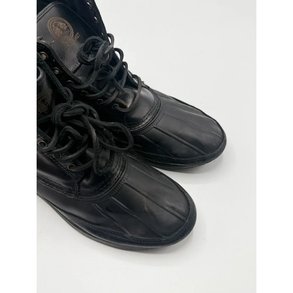 Gourmet The 21 Duck Boot Black Leather Mens Size 12 No Box